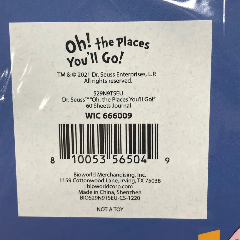 Dr Seuss Oh! The Places You'll Go Journal Lined 60 Sheets New In Package